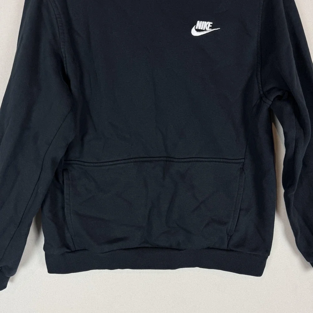Nike Hoodie Youth XL Black Pullover Fleece Sweatshirt Swoosh Logo Embroidered